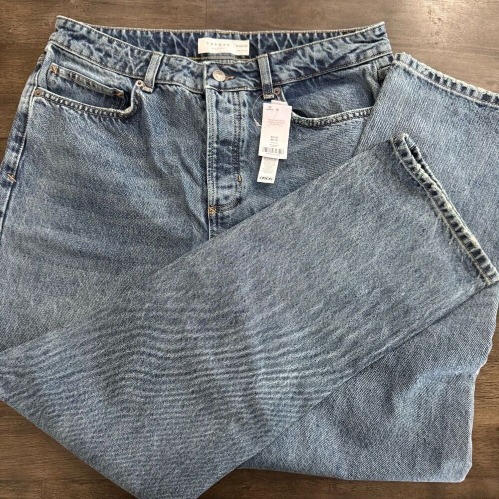 Topman straight jeans in light blue 34x32